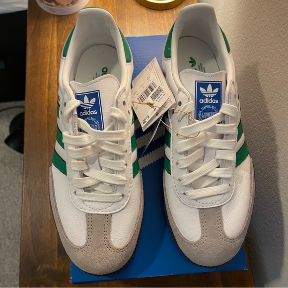 NWT Adidas Originals Samba OG Cloud White Core and green 4.5 M / 5.5 W - Picture 4 of 6